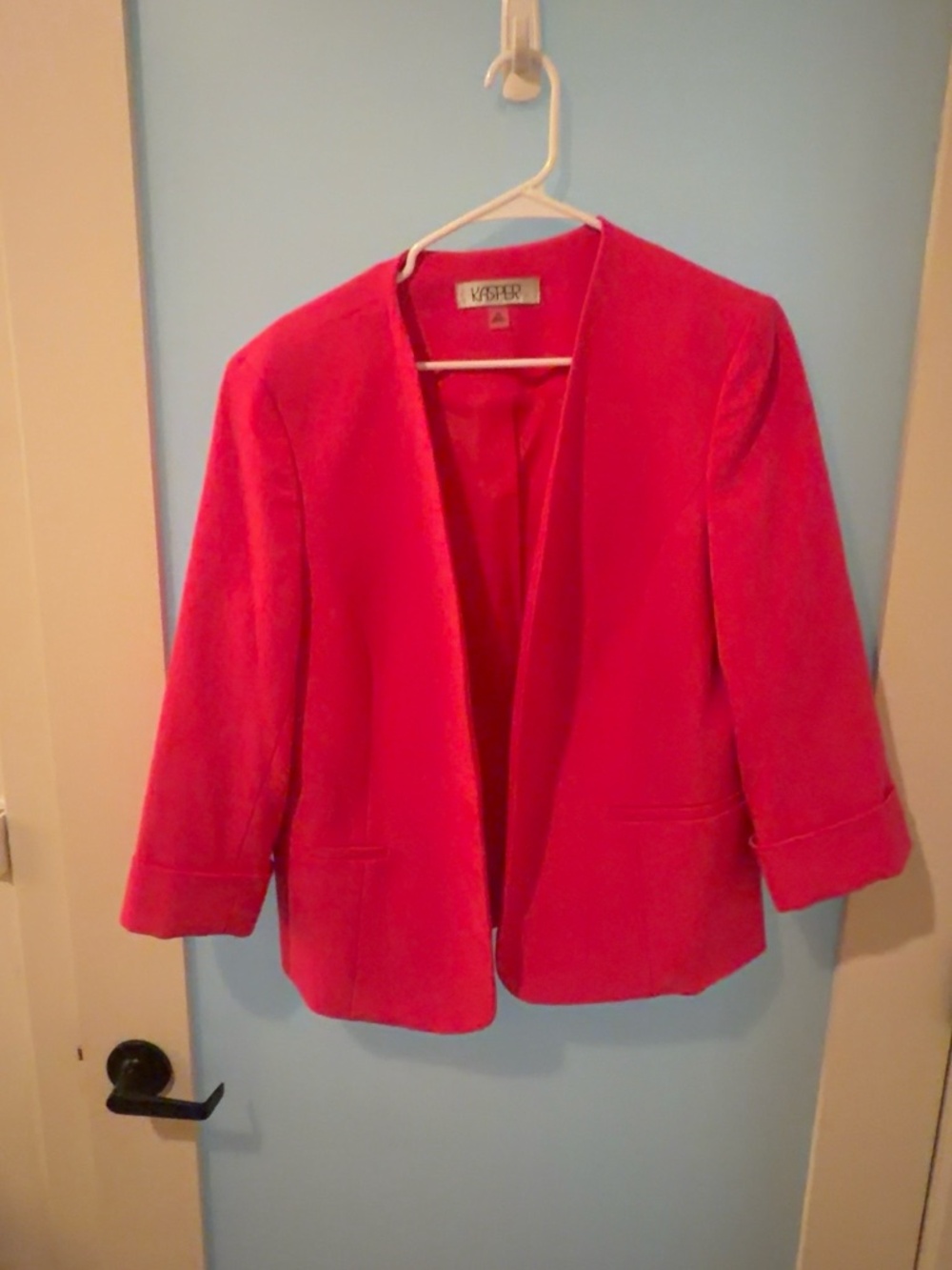Kasper Sleek Open-Front Blazer in Fuchsia Pink